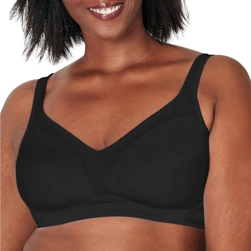 Playtex Women's Bounce Control Coverage Convertible Wireless Bra Black Size 40DD